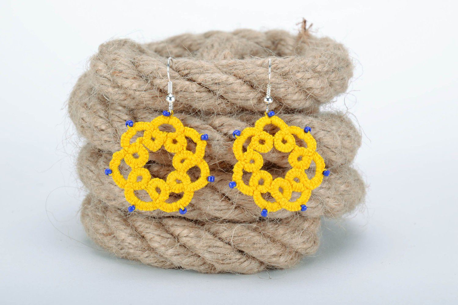 Earrings made from cotton lace Sun photo 3