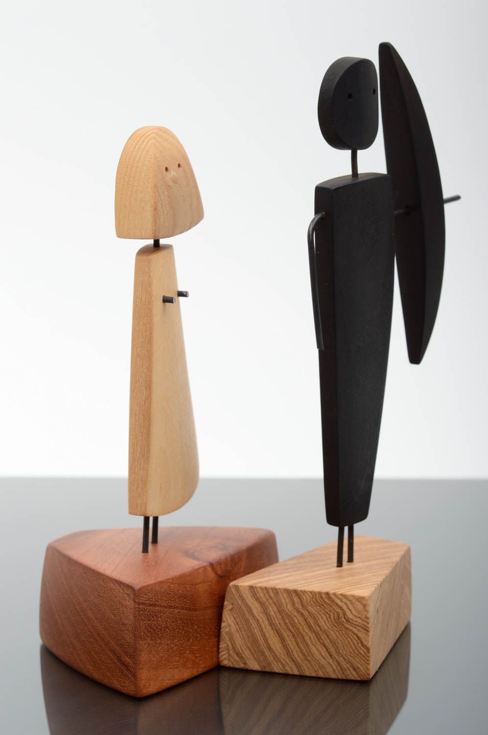 Figurines bois faites main Déco maison 2 pièces Cadeau original souvenir Couple photo 2