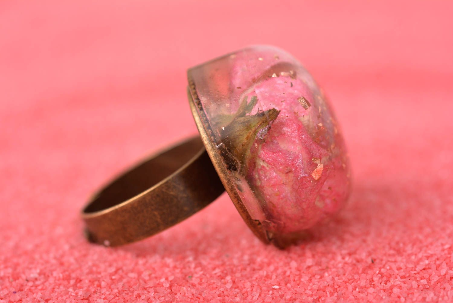 Handmade origineller Blumen Ring mit Rose Damen Modeschmuck Accessoire für Frau foto 2