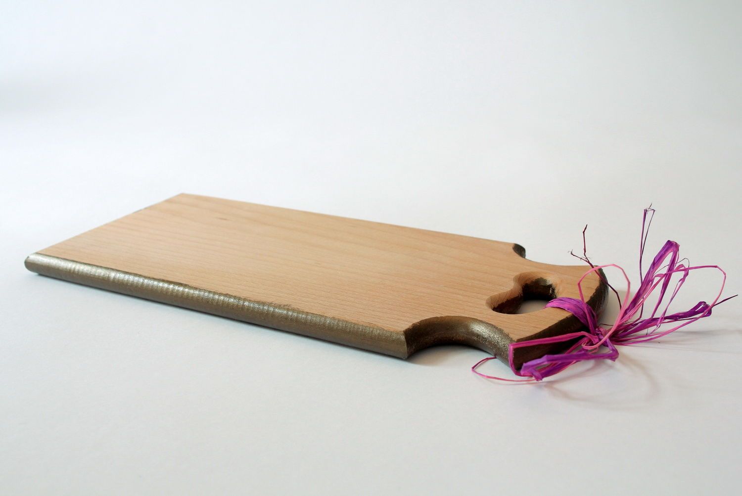 Tagliere di legno fatto a mano utensili da cucina con decoupage campo fiori foto 2