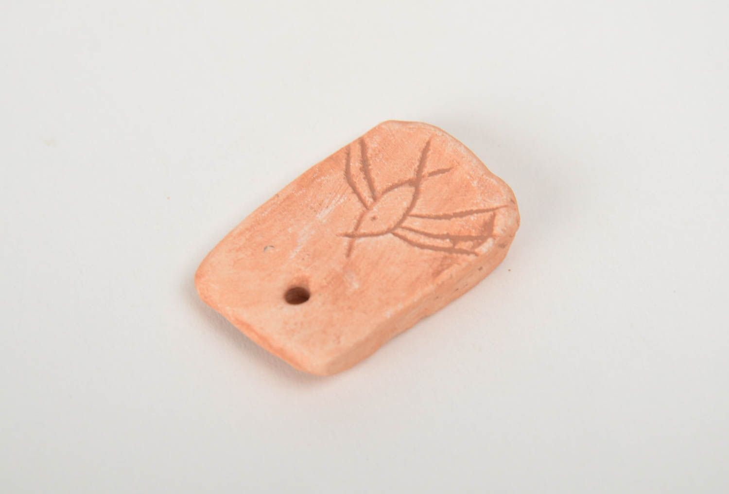 Small handmade rectangular clay craft blank for pendant making DIY photo 3