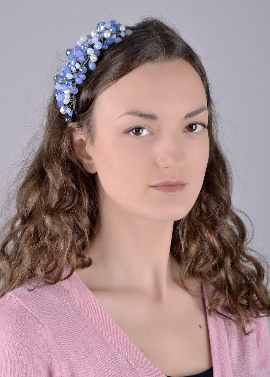 Grinalda para cabelo azul feita à mão acessórios de cabelo  foto 1