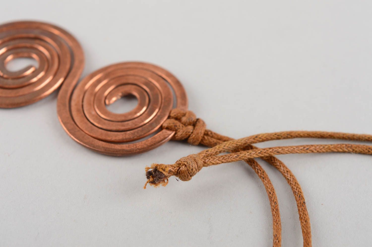 Handmade designer copper pendant with cord beautiful jewelry photo 4
