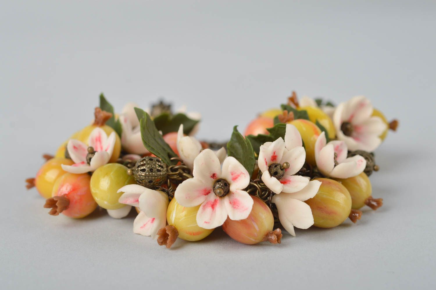 Pulsera hecha a mano con flores y bayas bisutería artesanal regalo para mujer foto 5