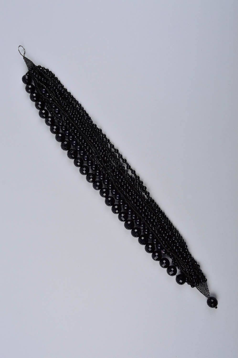 Черное украшение ручной работы массивное колье из бисера ожерелье из бисера фото 5