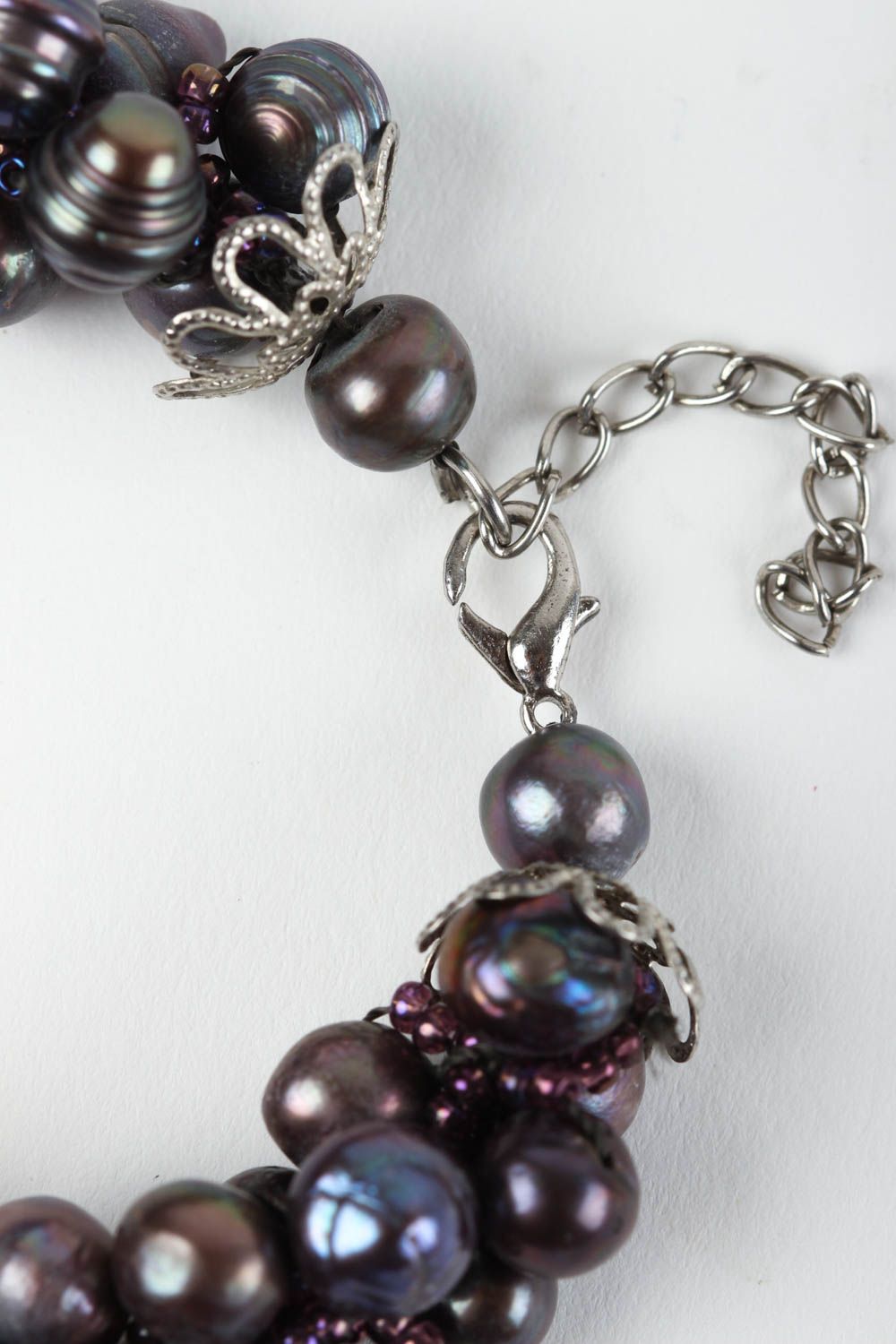 Bracelet perles noires Bijou fait main Cadeau femme cristal tchèque design photo 4