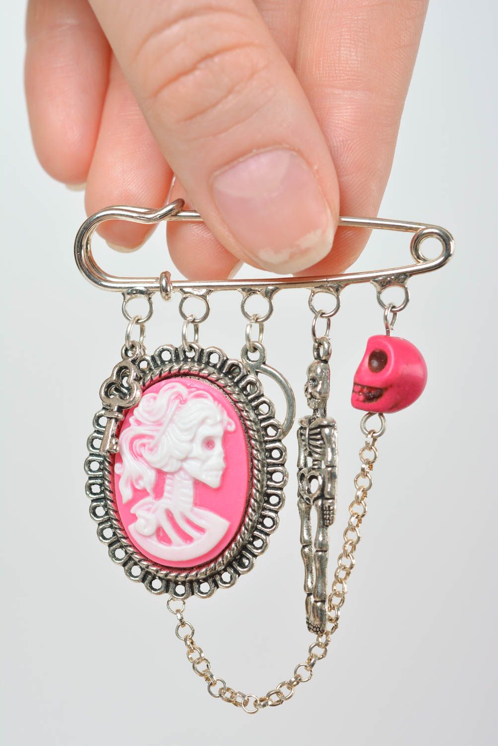 Broche hecho a mano rosado de moda accesorio de moda regalo original para mujer foto 3