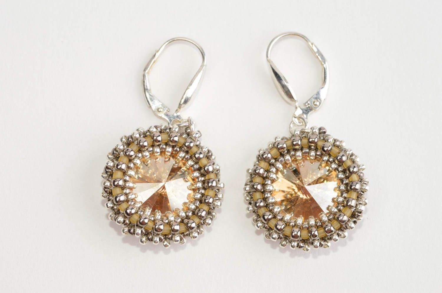 Handmade earrings with rhinestones shiny earrings evening earrings for women photo 2