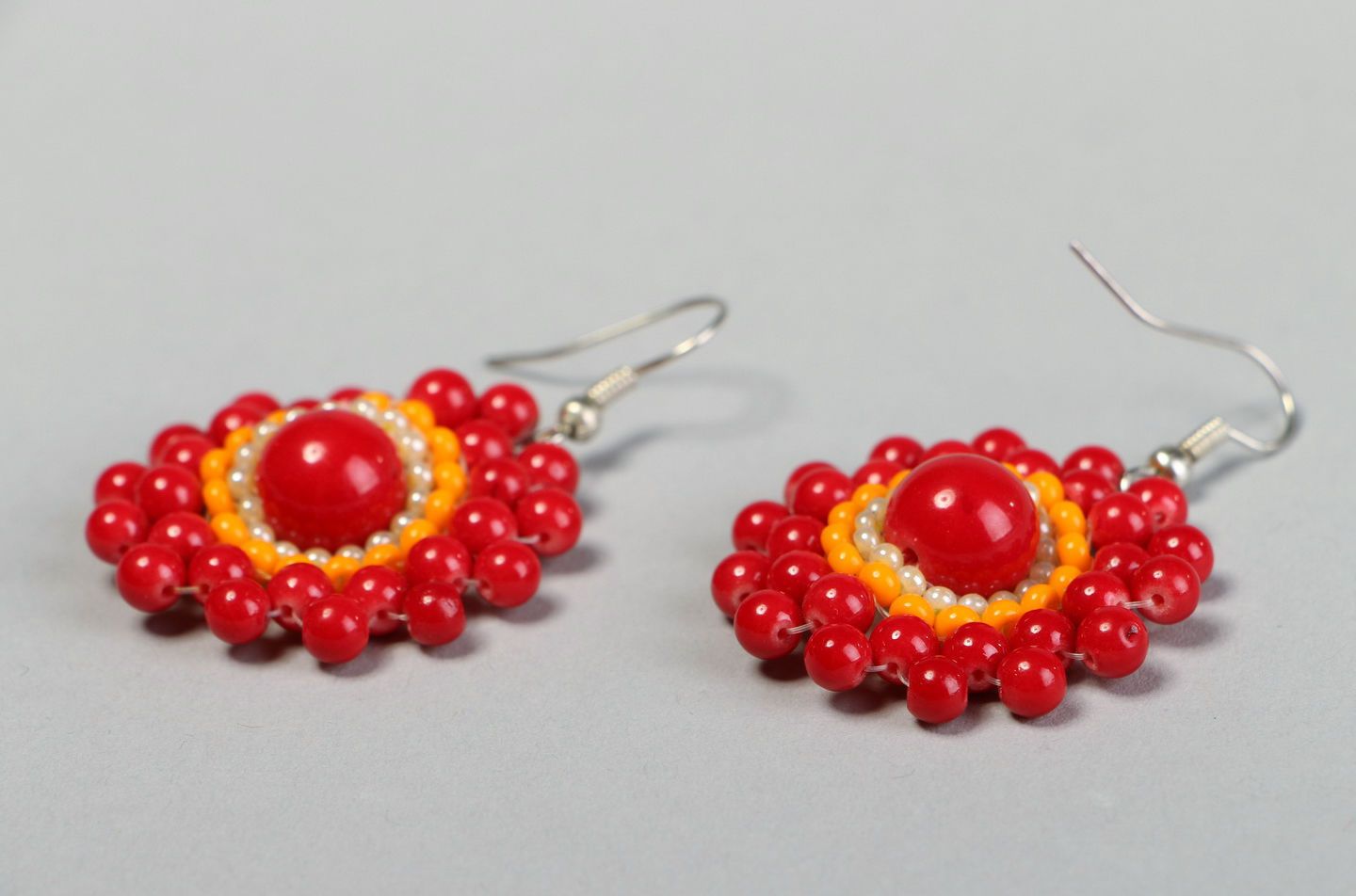 Earrings made of beads and corals photo 1