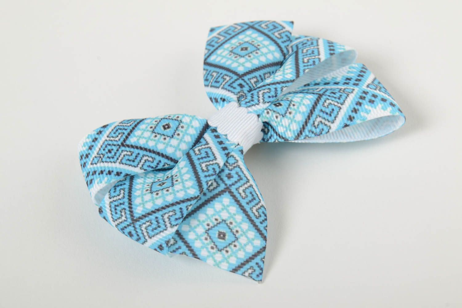 Rep ribbon hair clip in blue color for baby small handmade baby barrette  photo 2