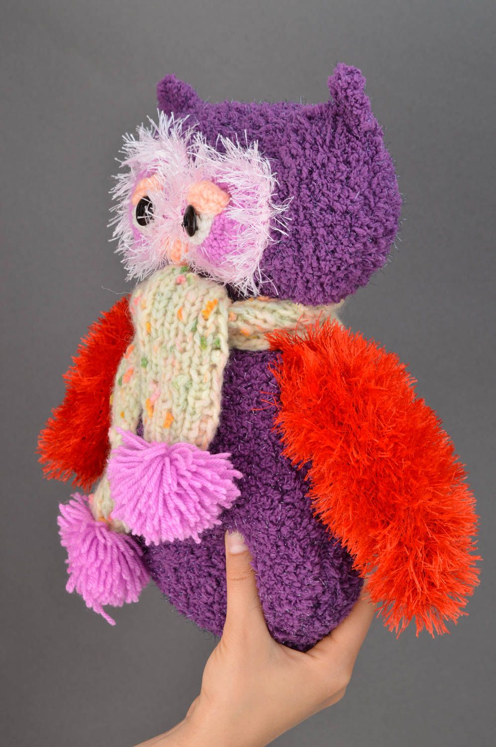 Игрушка сова игрушка ручной работы мягкая игрушка сова с шарфиком яркая фото 5