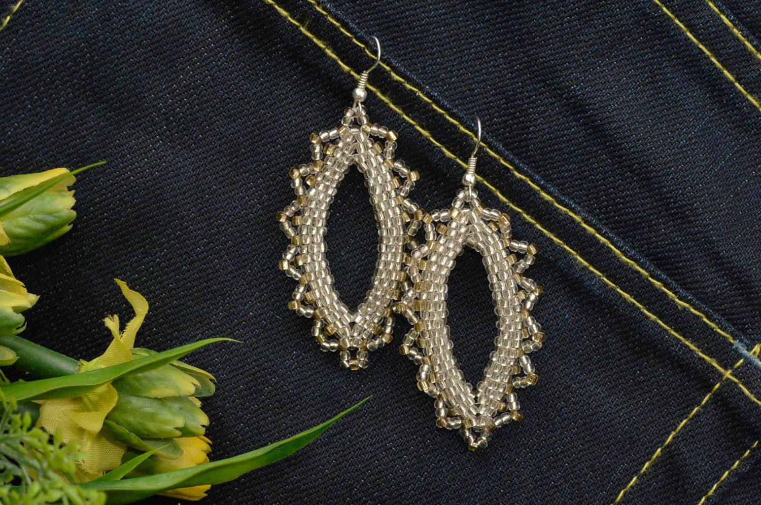 Beaded earrings handmade woven earrings with charms elegant fashion bijouterie photo 1