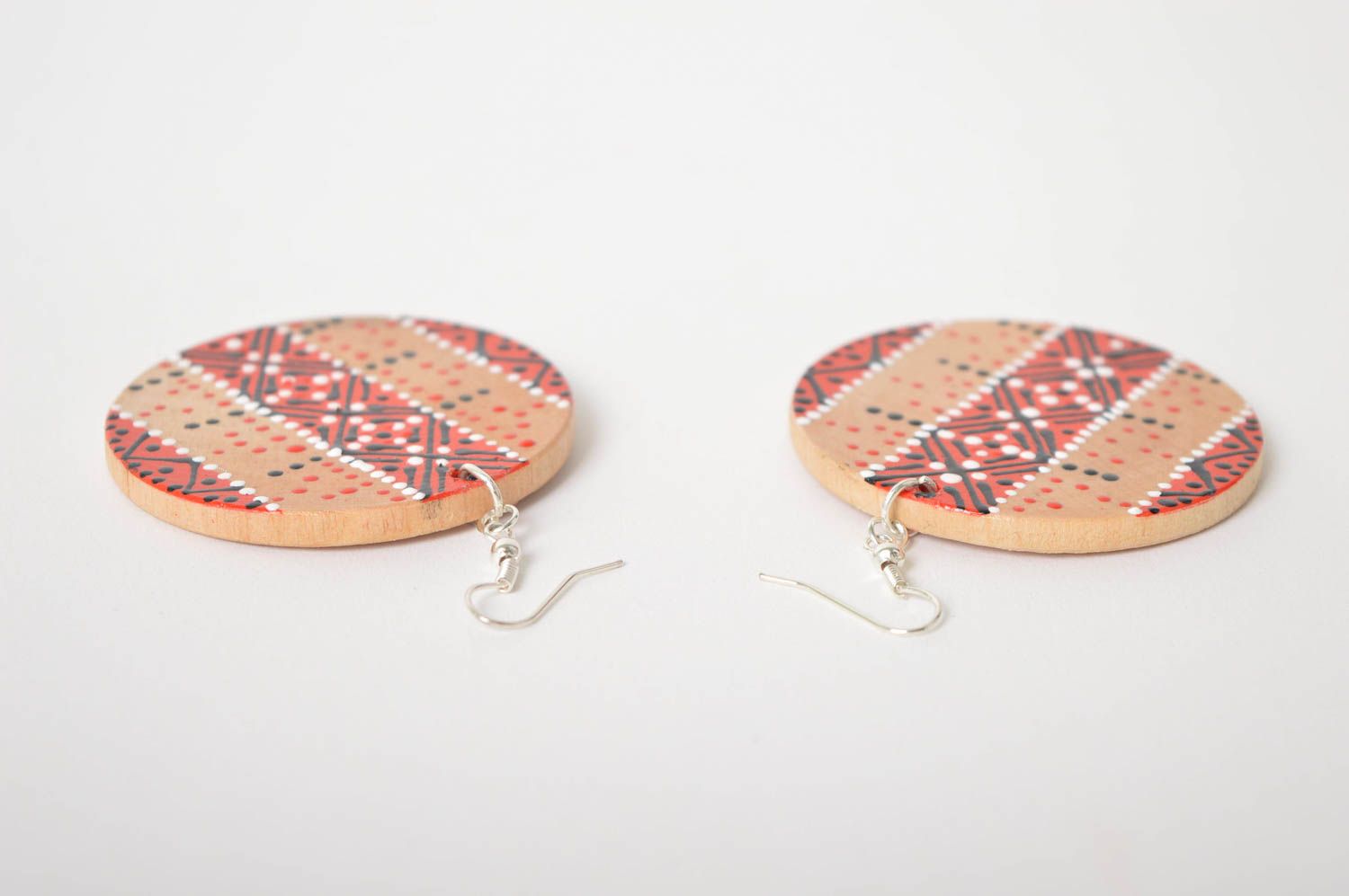 Ausgefallener Ohrschmuck Ohrringe handmade Schmuck aus Holz bemalt ethnisch foto 3