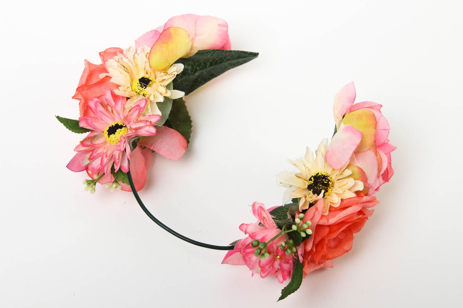 Serre-tête fleurs Bijou fait main en métal design cadeau Accessoire cheveux photo 2