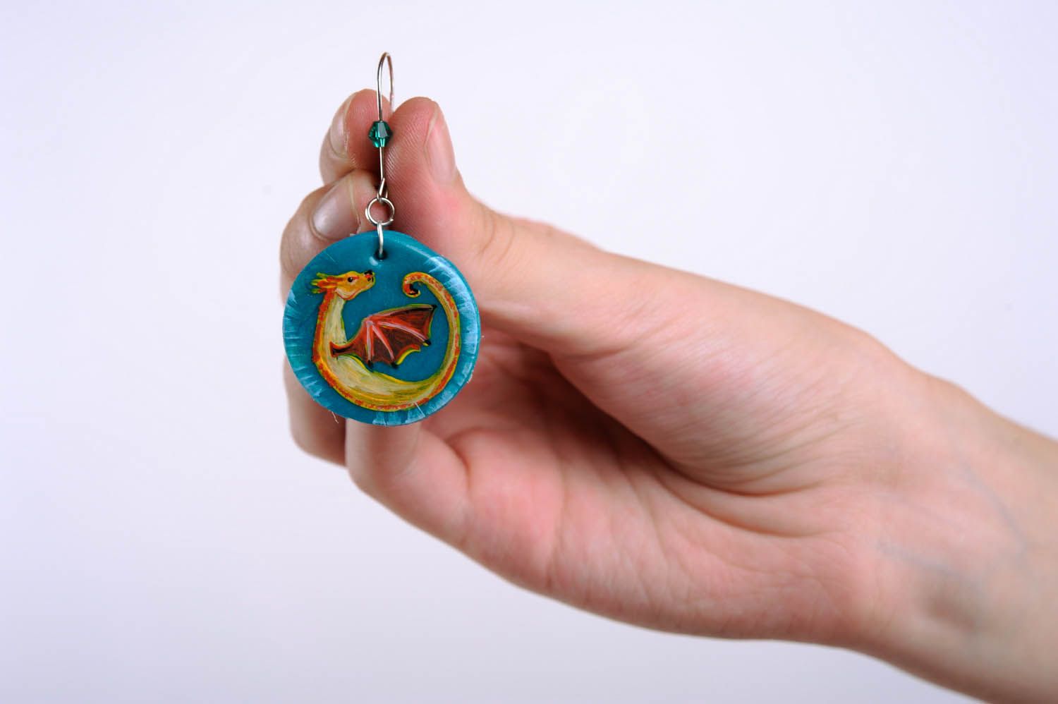 Earrings Made of Polymer Clay Dragon's Flying photo 5