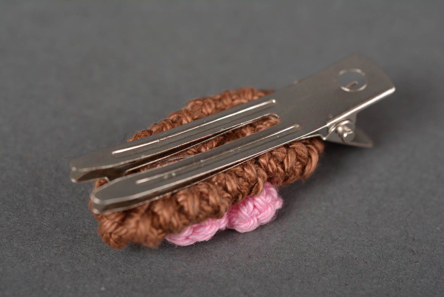 Handmade hair accessory crocheted barrette flower hair clip for women photo 4