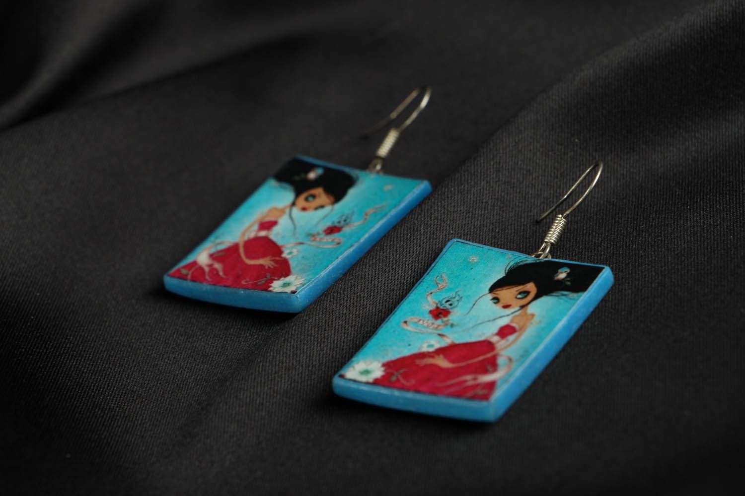Earrings made ​​of polymer clay Princess photo 2