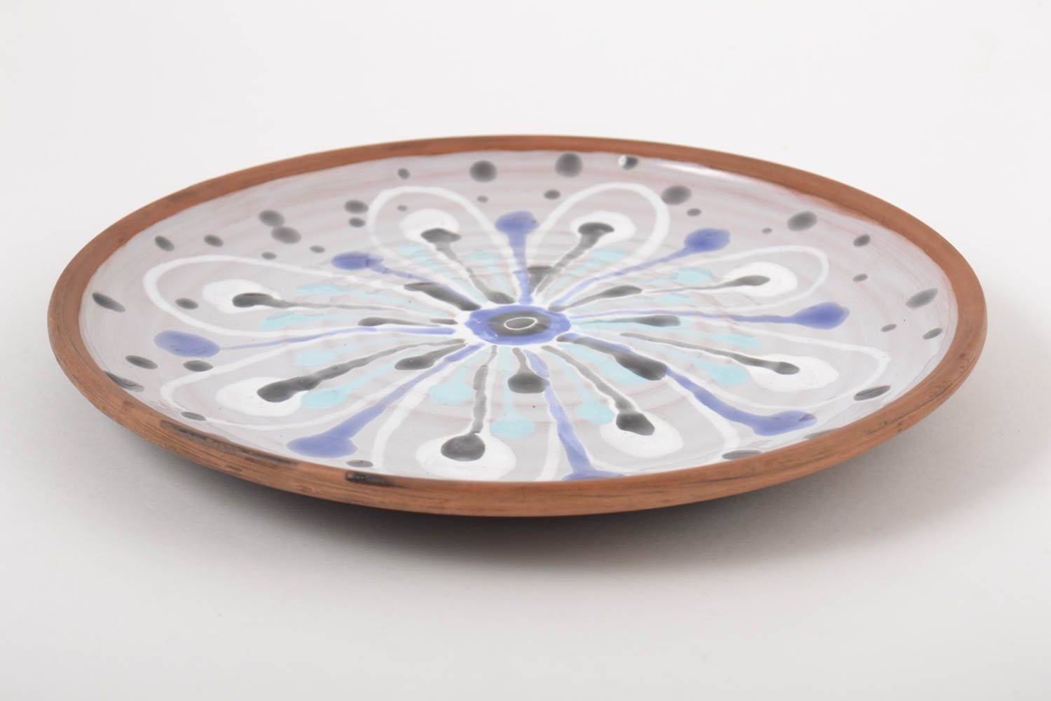 Керамическая тарелка посуда ручной работы расписная тарелка большая с декором фото 4