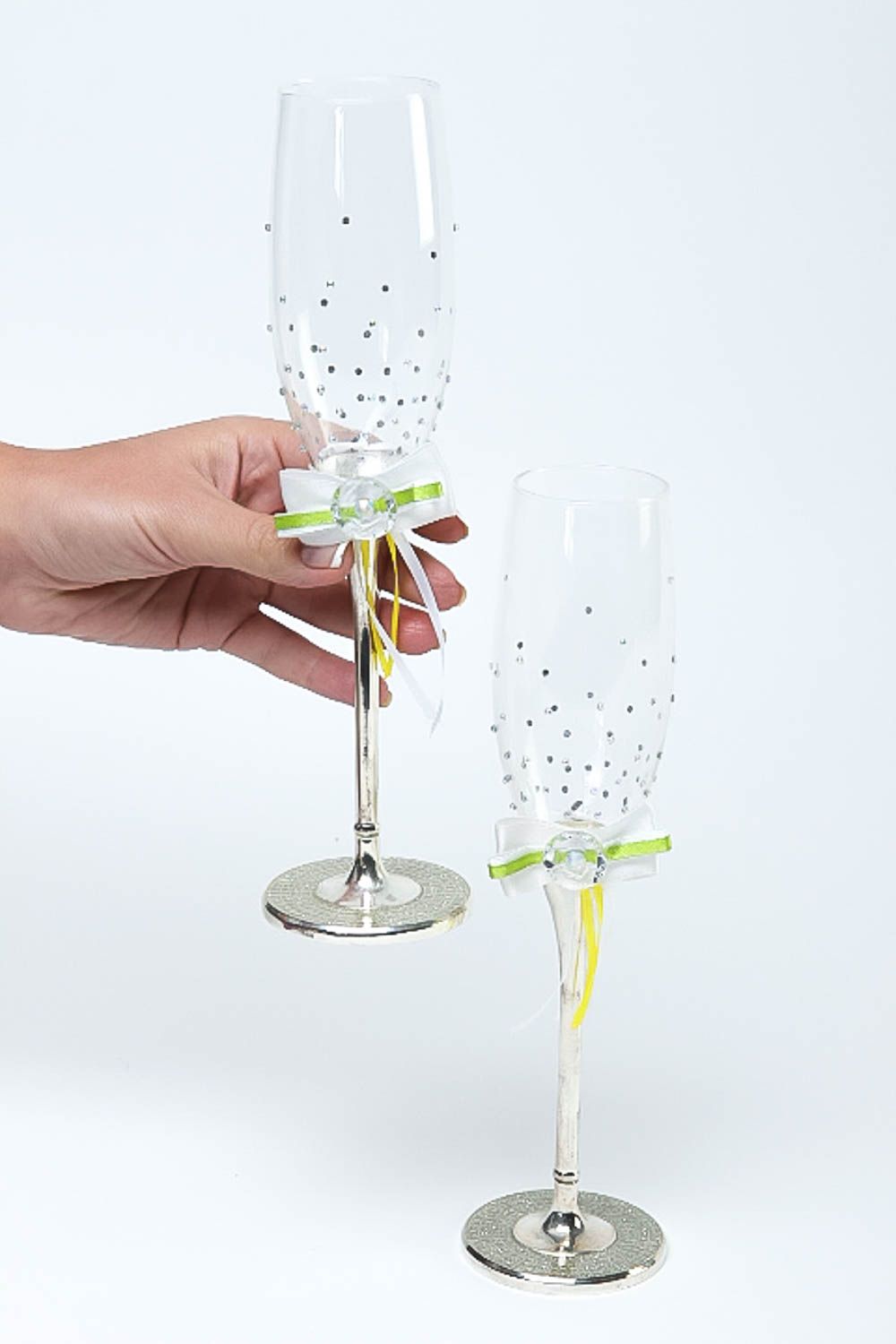 Beautiful handmade glass ware wedding glasses stemware ideas groom and bride photo 5
