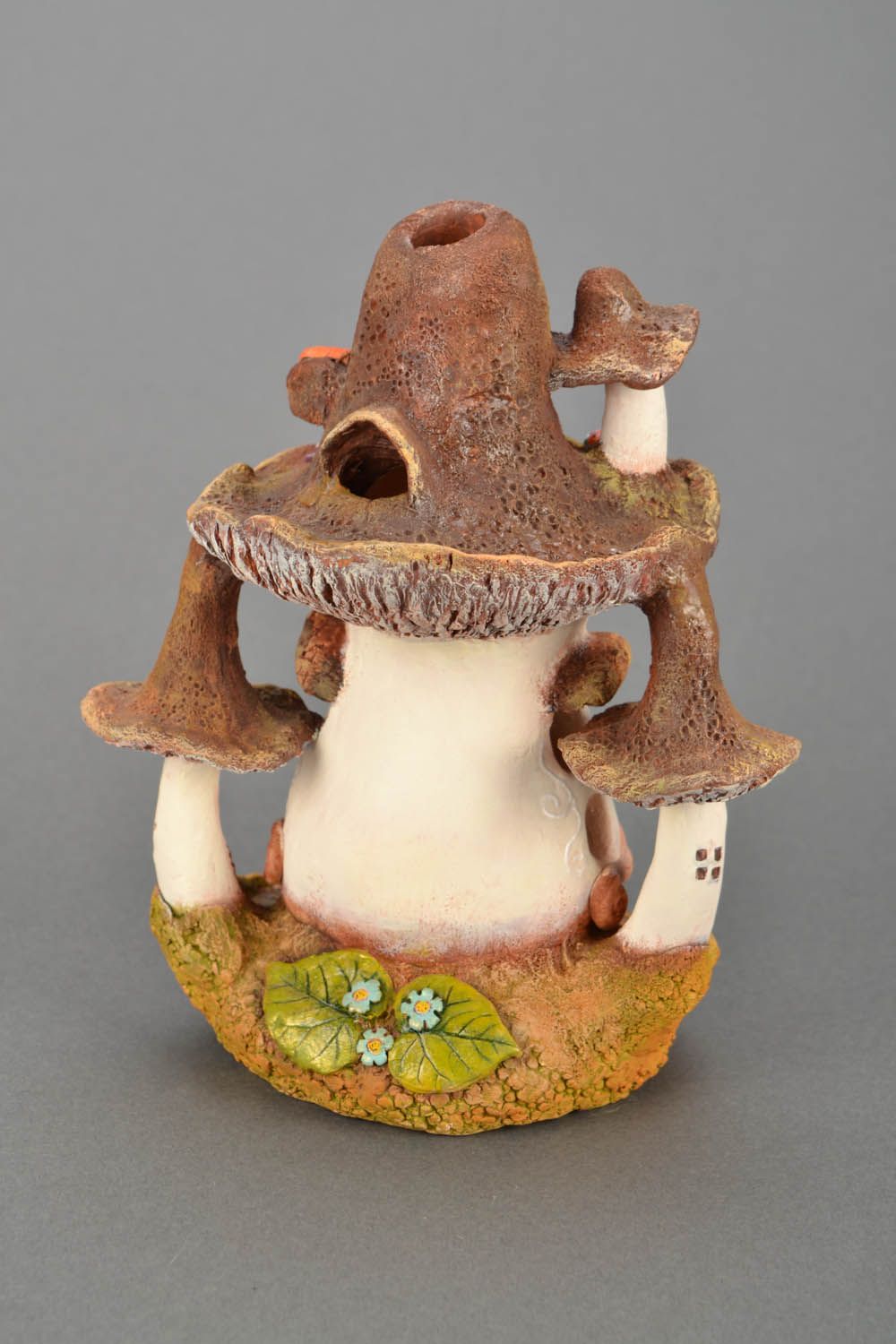 Castiçal de cerâmica artesanal Cogumelo foto 4