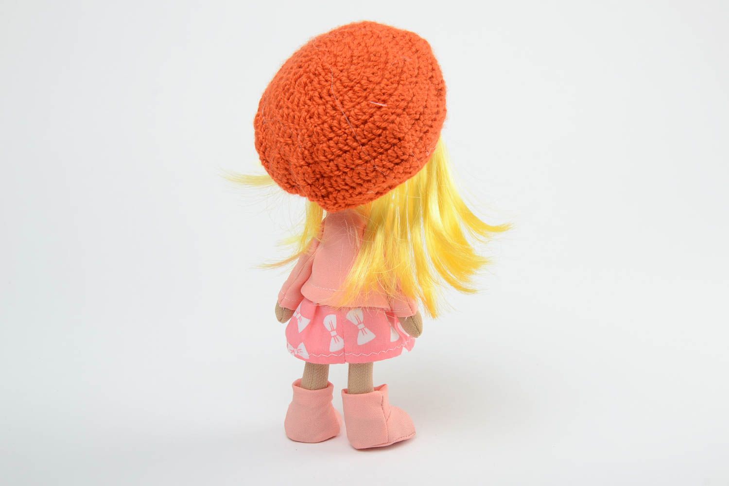 Exklusive Interieur Puppe handmade aus Textil Mädchen in Baskenmütze für kleine Prinzessin foto 4