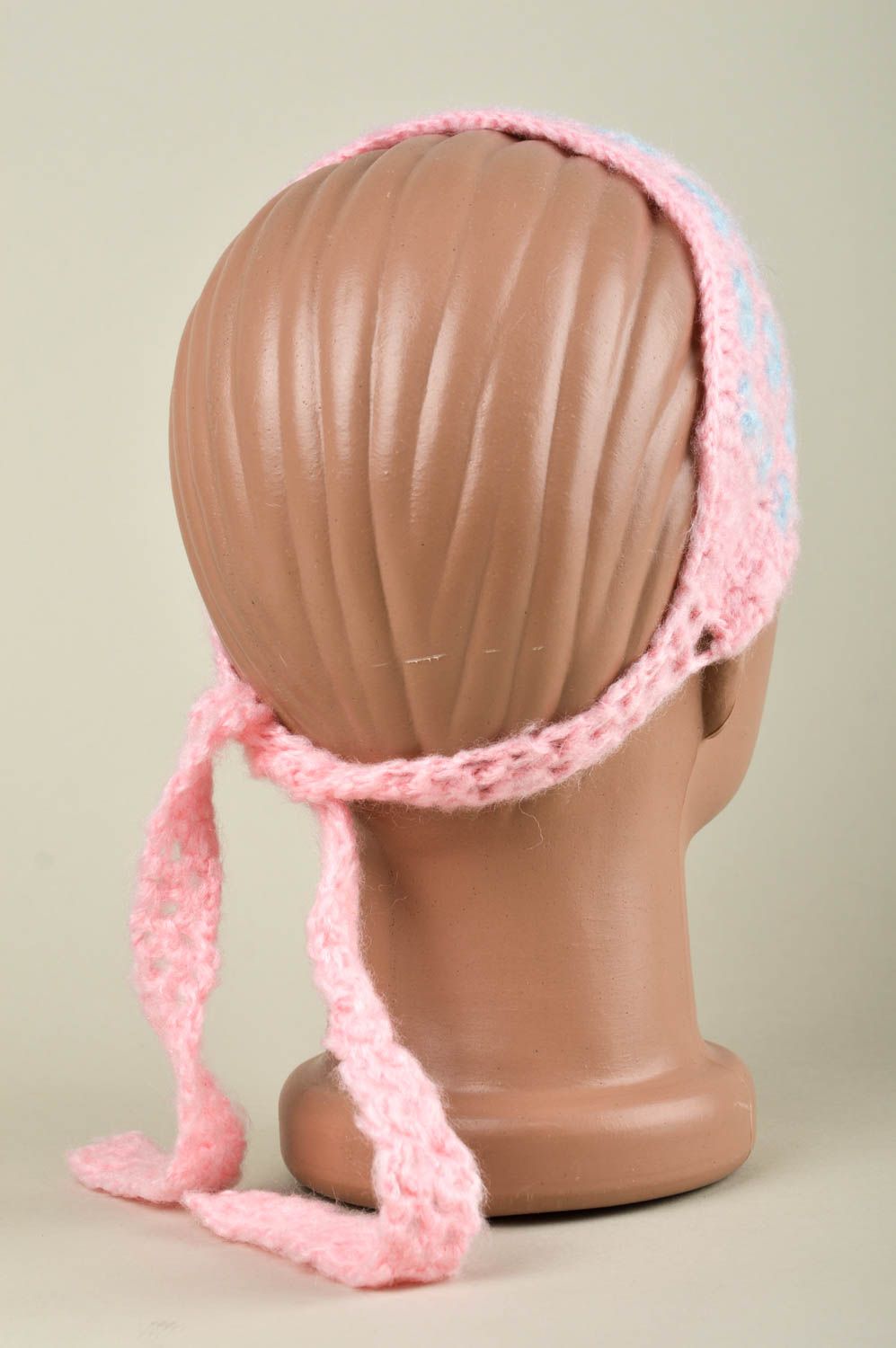 Handgefertigt dünnes Haarband Häkel Accessoire Haarschmuck für Kinder rosa foto 3