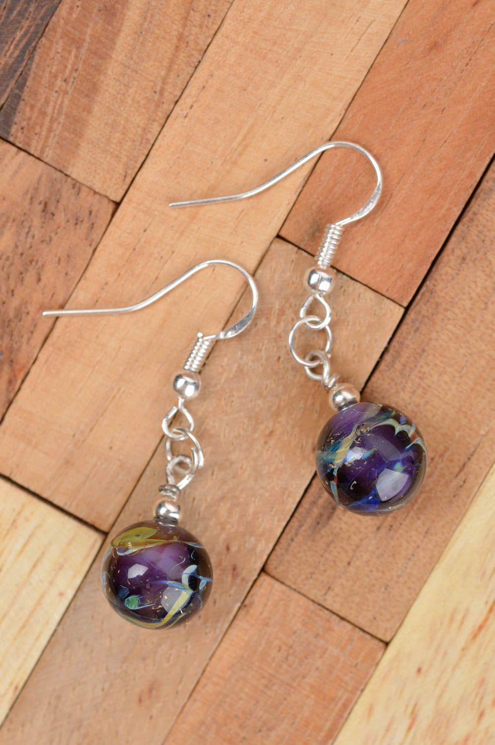 Lampwork designer earrings handmade earrings with glass beads glass accessories photo 3