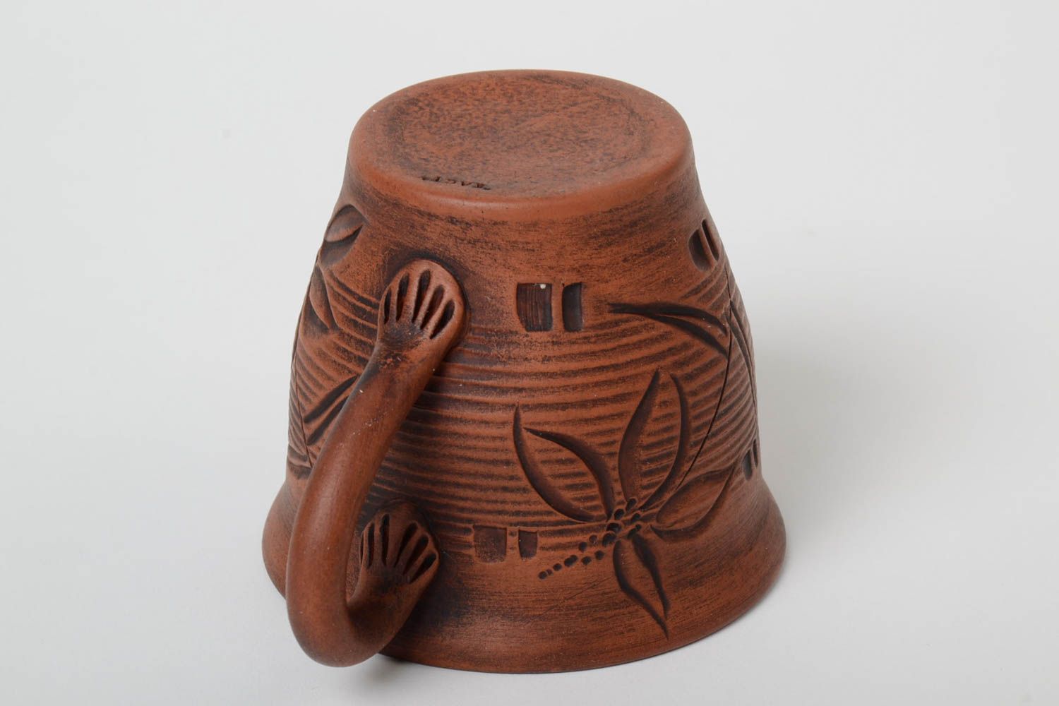 Tazza in ceramica bella fatta a mano calice in argilla utensili da cucina foto 3