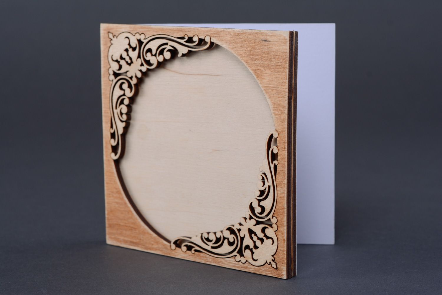 Поздравительная открытка деревянная зеркало фото 1