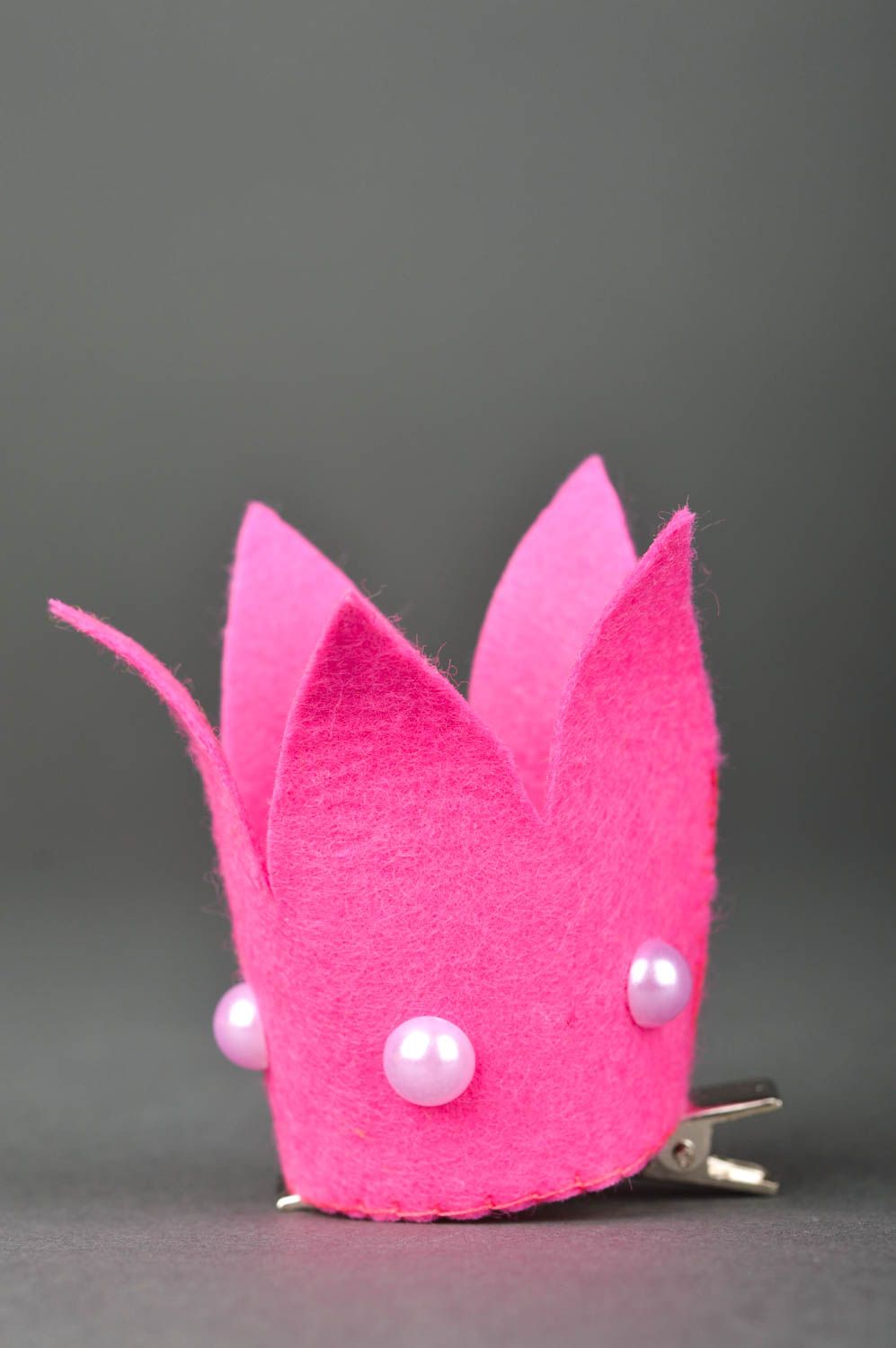 Handmade Haar Spange Haarschmuck für Mädchen Accessoire für Haare Krone rosa foto 2
