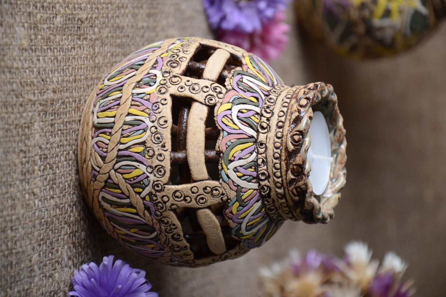 Portavelas de cerámica artesanal regalo original para amigo elemento decorativo foto 1