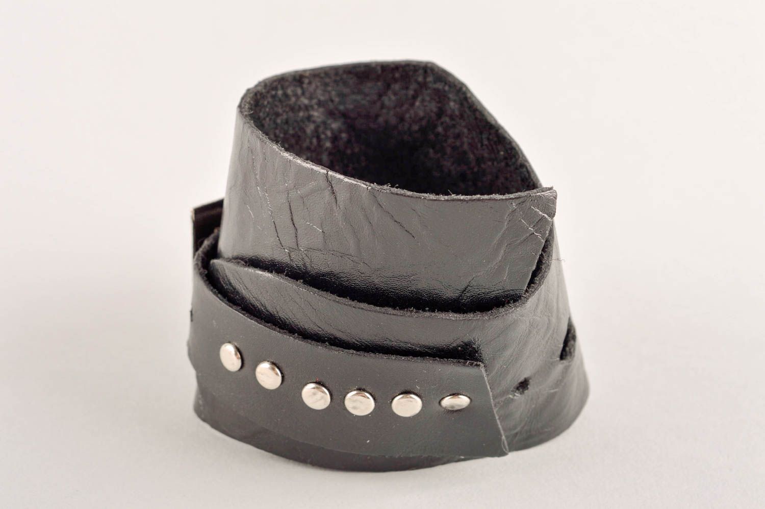 Bracelet Manchette noire Bijoux cuir Accessoires mode femme style rock photo 4