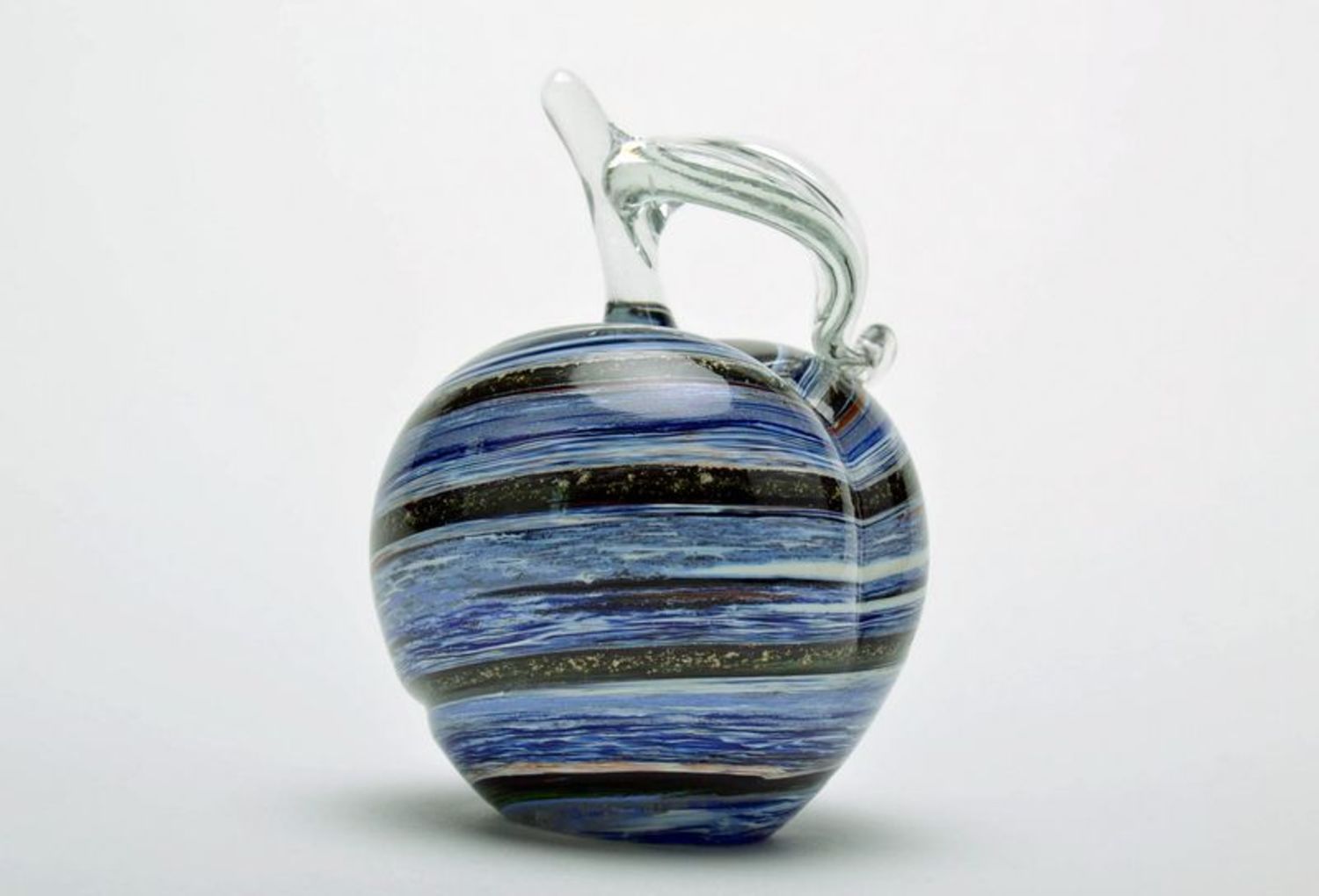 Manzana decorativa azul, figurilla de vidrio foto 1