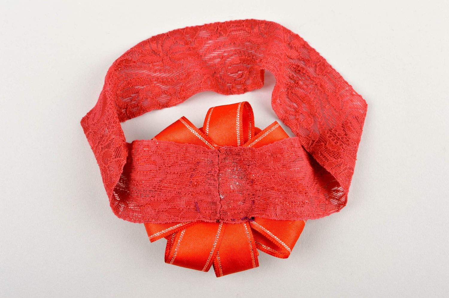 Повязка на голову ручной работы повязка для девочки детская повязка красная фото 5