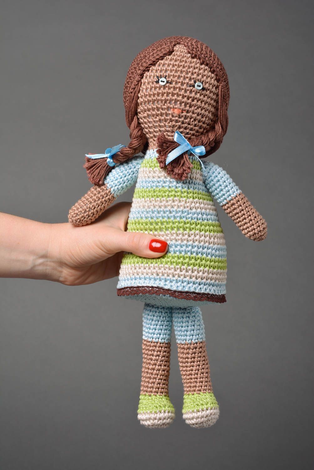 Poupée tricotée au crochet Jouet fait main en coton original Cadeau enfant photo 3
