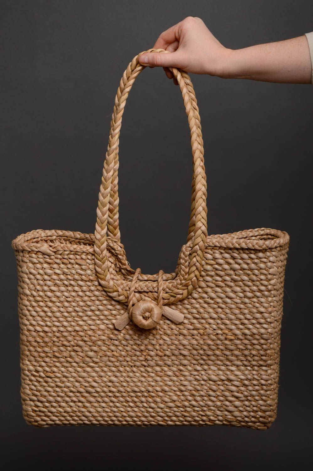 Reedmace basket purse of unusual shape photo 3
