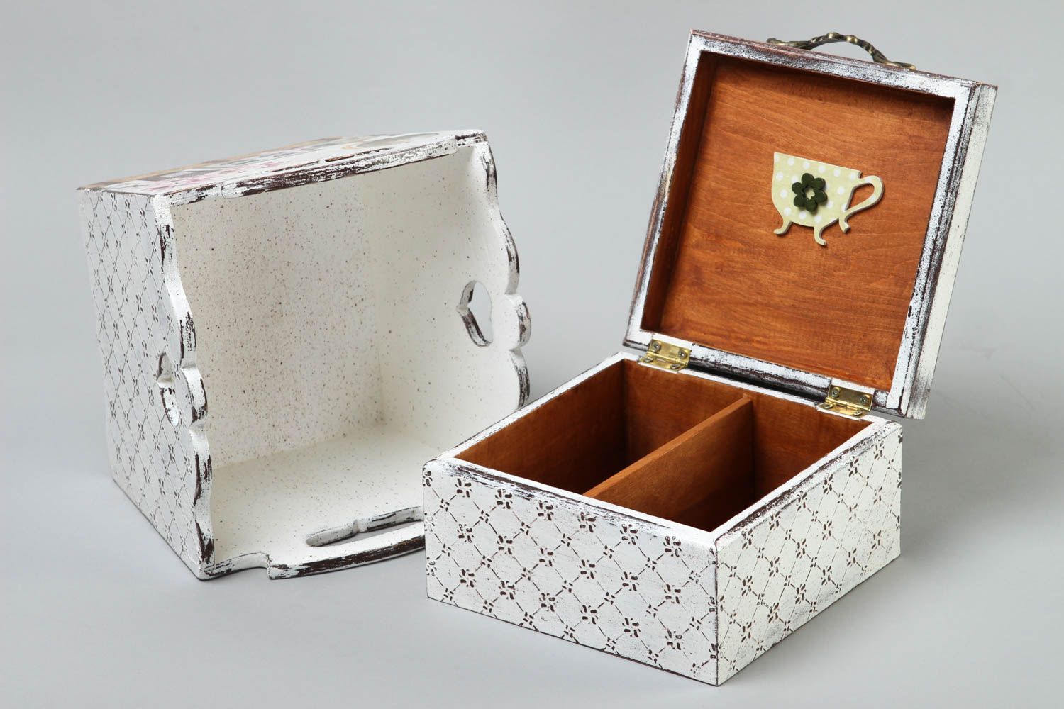 Decoupage jewelry box wooden tea box handmade box for tea home organizer photo 3