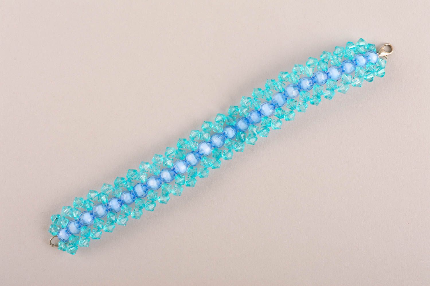 Браслет ручной работы браслет из бусин элитная бижутерия модный браслет голубой фото 5
