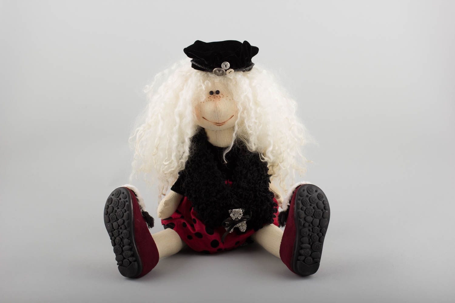 Schöne künstlerische Puppe für Mädchen handmade drollig aus Leinen originell foto 4