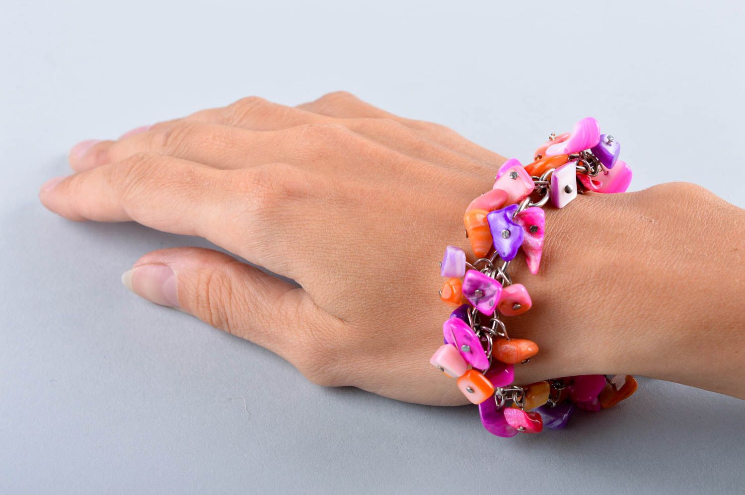 Bracelet original Bijou fait main multicolore en pierres Accessoire femme photo 5