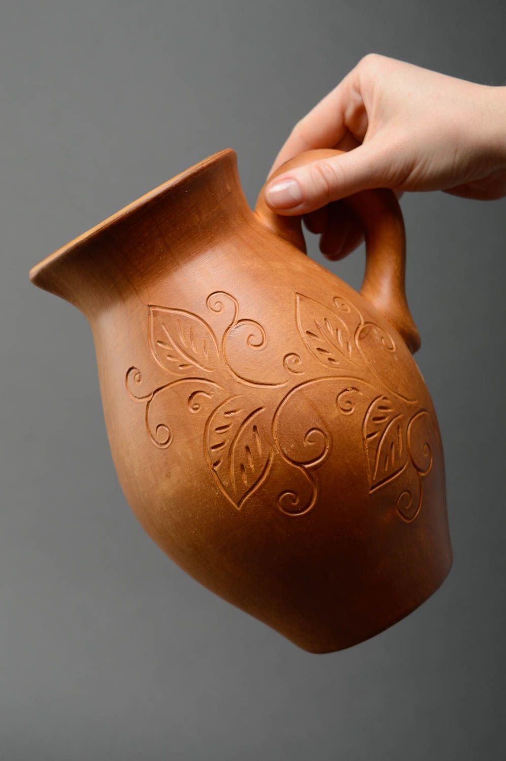 65 oz ceramic terracotta milk pitcher with 4 10 ox cups 4,5 lb photo 3