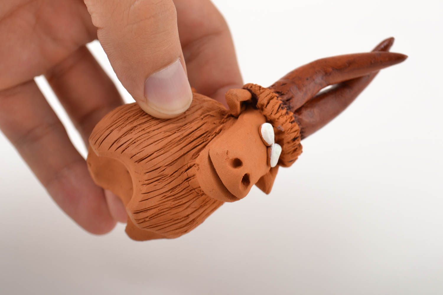 Керамическая статуэтка игрушка из глины handmade статуэтка для дома козлик фото 5