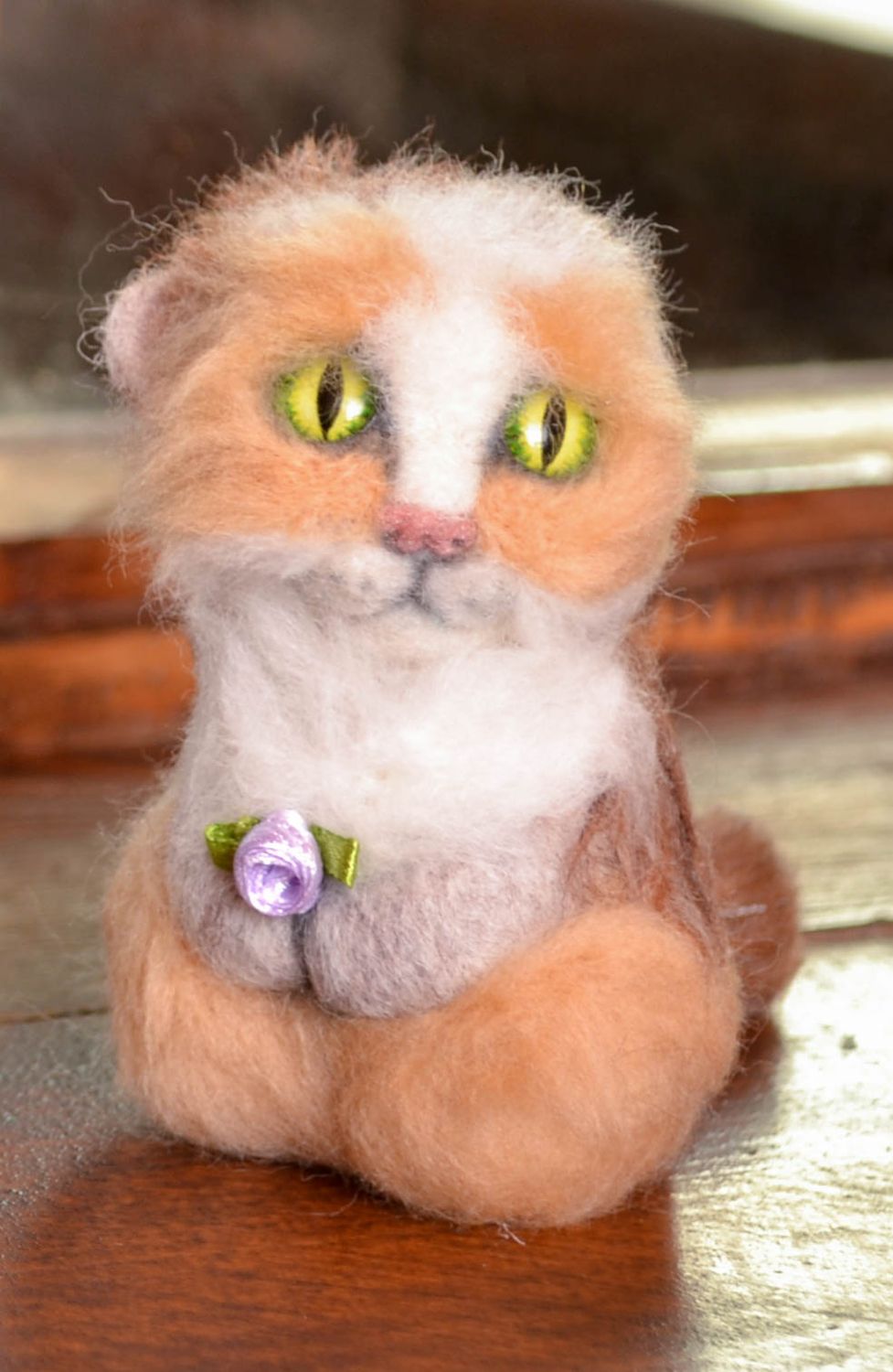 Мягкая игрушка из шерсти австралийского мериноса Рыжая кошка фото 1