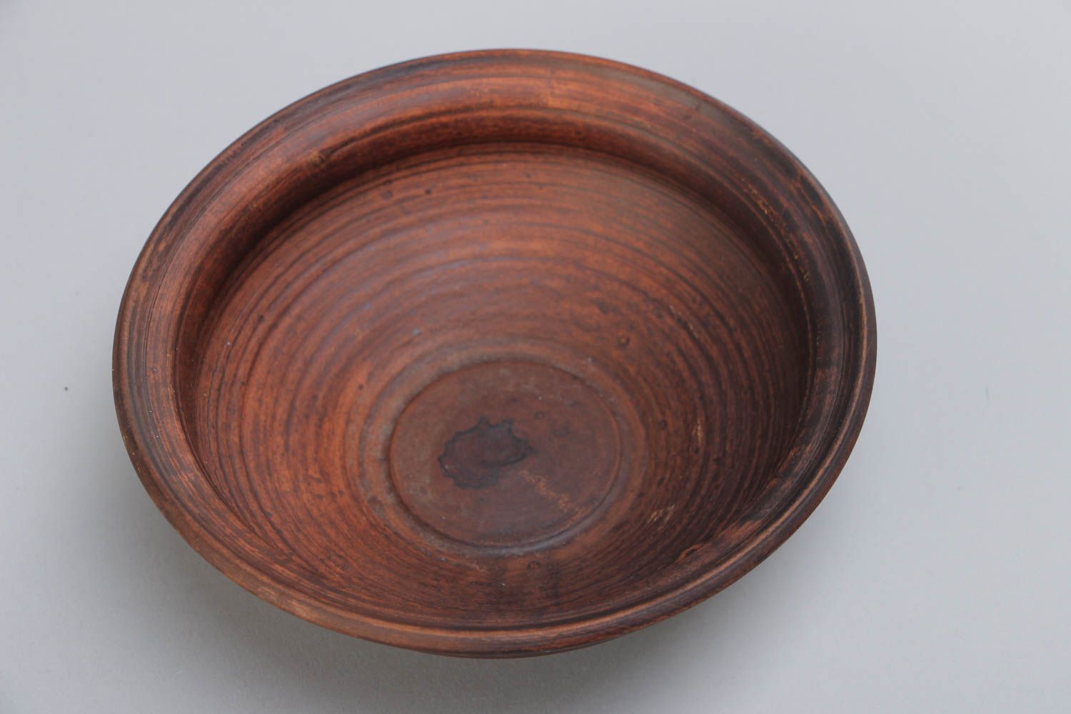 Handmade dark brown ceramic bowl kilned with milk for soups and salads 500 ml photo 3