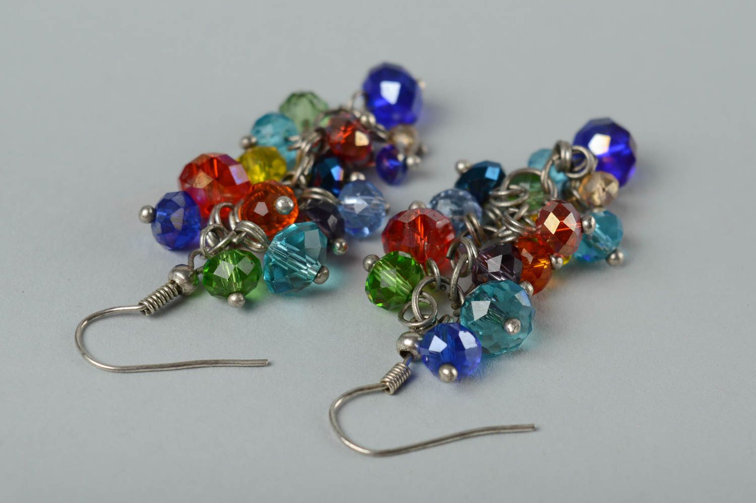 Handmade Kristall Ohrringe ausgefallener Ohrschmuck Designer Accessoire bunt foto 3