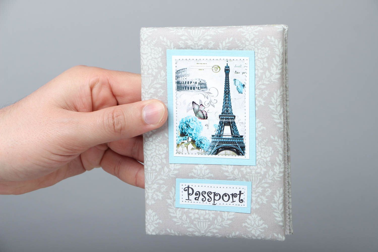Étui passeport en tissu scrapbooking fait main photo 4