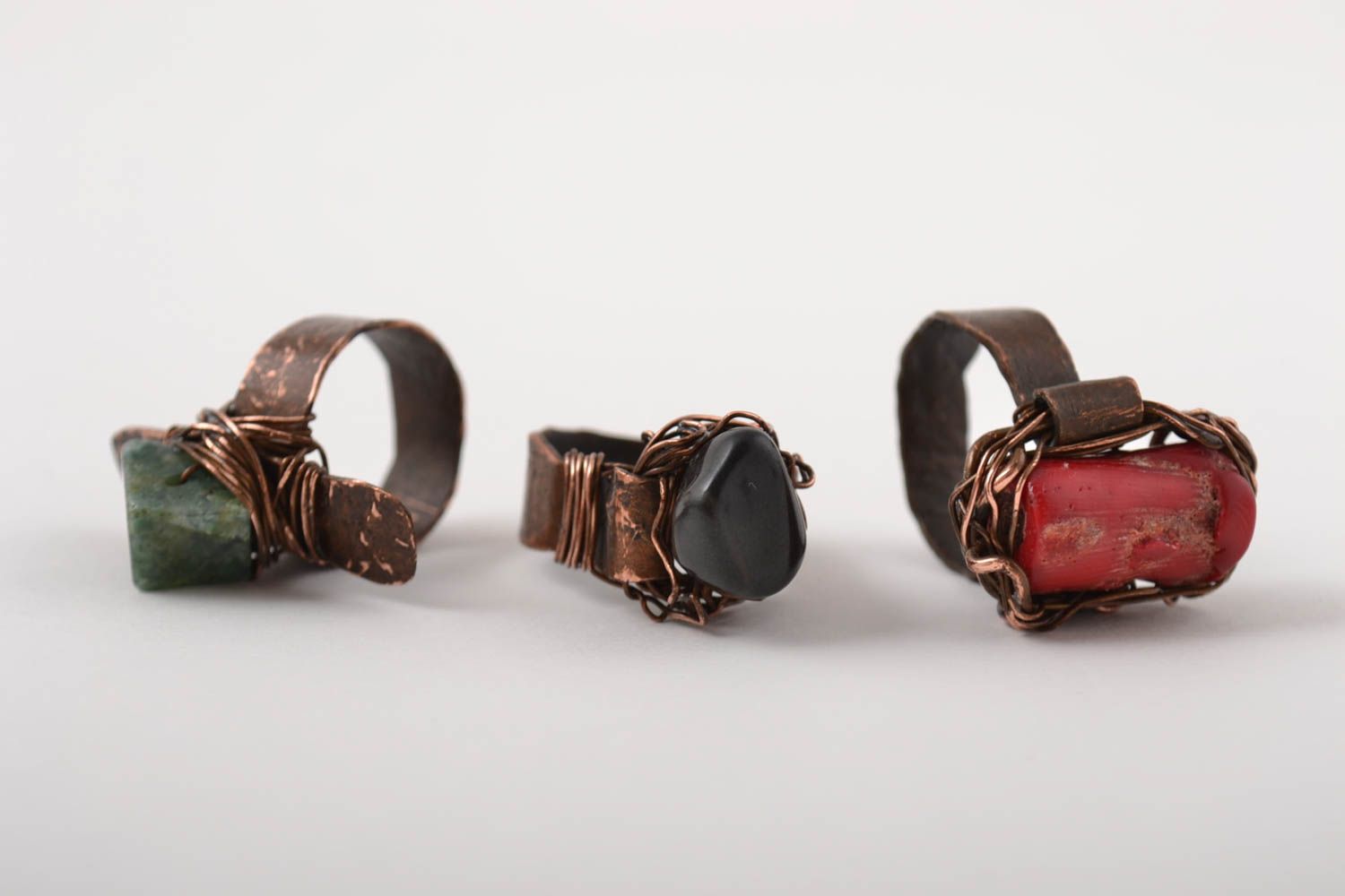 Bagues cuivre 3 Bijoux faits main Accessoires femme wire wrap cadeaux originaux photo 2