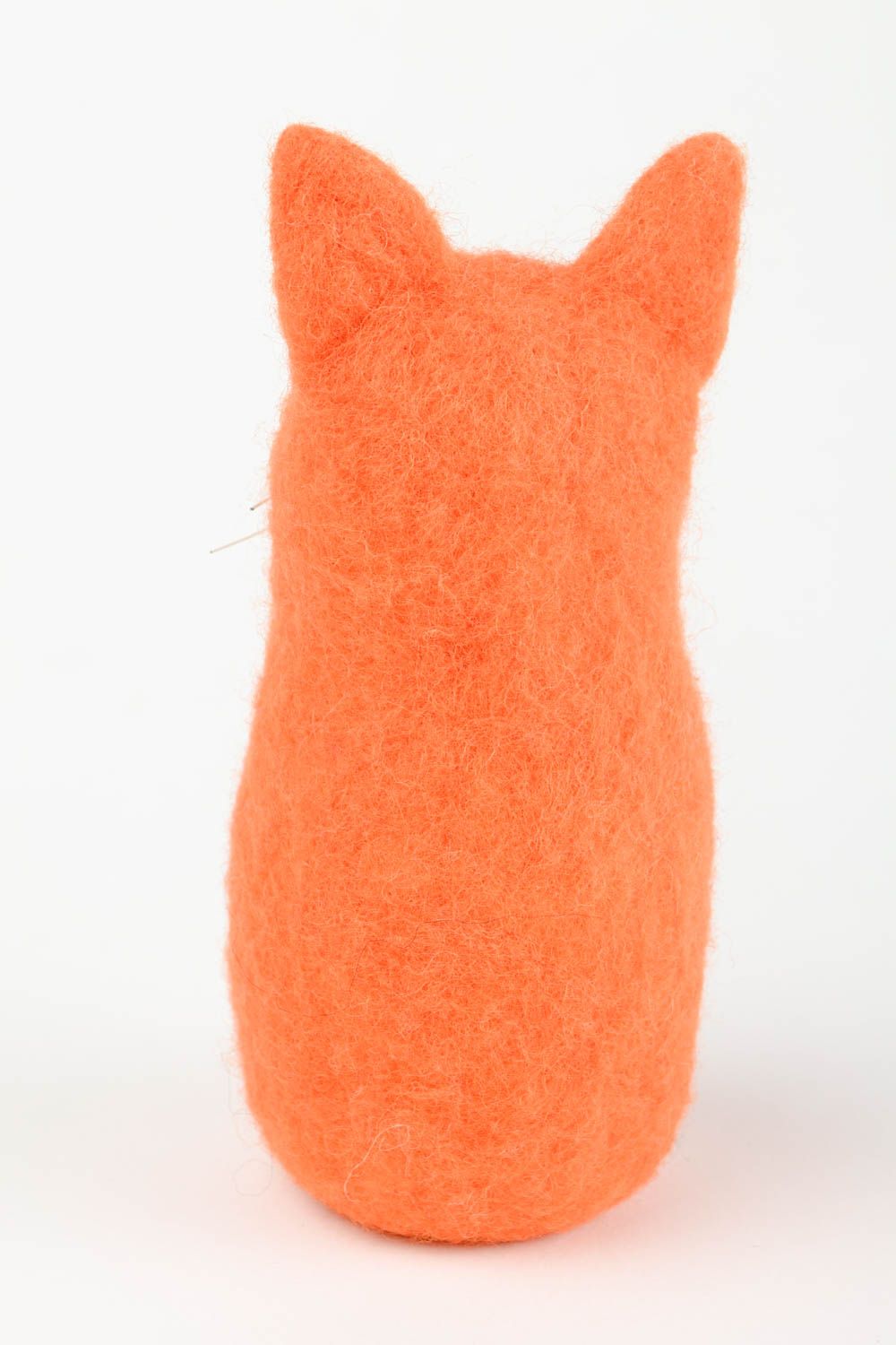 Peluche chat roux Jouet fait main en laine feutrée décoratif Cadeau enfant photo 5