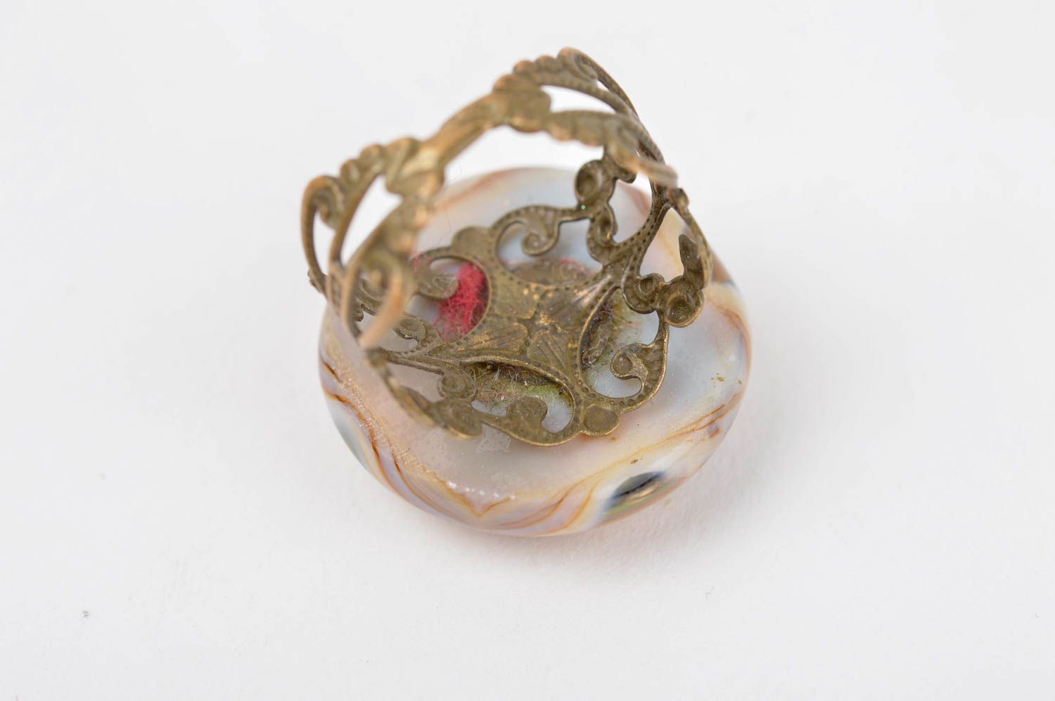 Авторское украшение кольцо ручной работы кольцо из стекла необычное кольцо фото 3