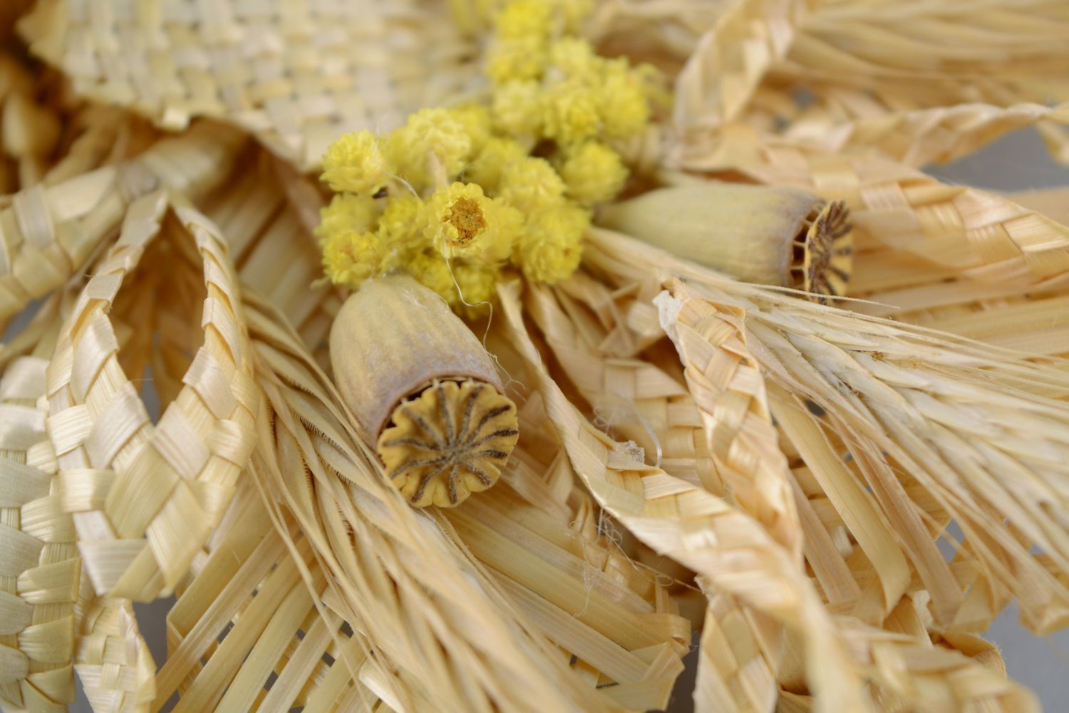 Wall panel made ​​of straw Flower photo 3